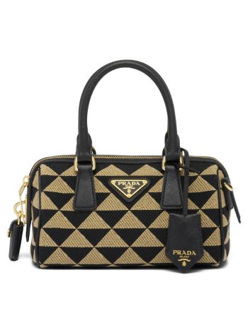 Prada Symbole Embroidered Jacquard Fabric Top-handle Bag